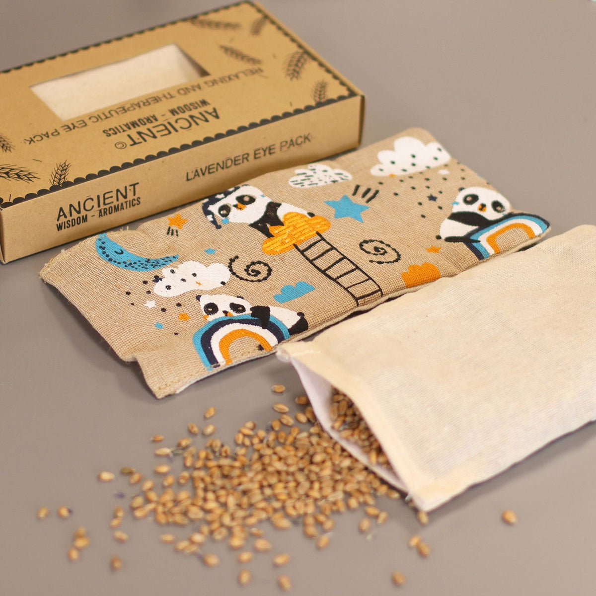 Lavender Natural Cotton and Juco Eye Pillow in Gift Box - Sleepy Panda