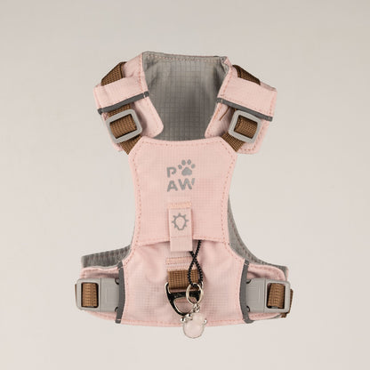 PAW - XS (2-4Kg) Dog Step-in Guardian Harness with Reflective Mesh - Soft Pink - Rose Quartz Charm